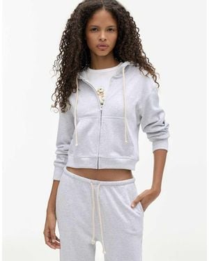 Pull&Bear Zip Up Hoodie - White