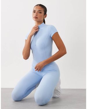 BO+TEE Bo+tee Quarter Zip Short Sleeve Sports Top - Blue