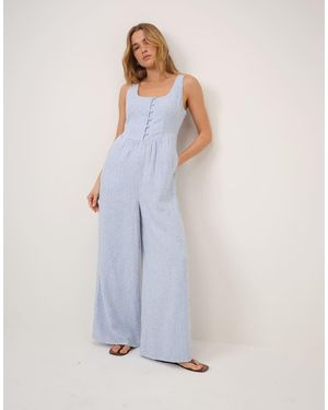 Nobody's Child Cora Pinstripe Sleeveless Jumpsuit - White
