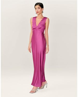 OMNES Dresses Nova Satin Midi Dress With Open Back - Pink