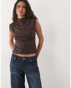 Abercrombie & Fitch Top Sin Mangas Con Detalle Fruncido En - Azul