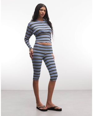 AFRM Silvia Ribbed Capri Pants Co-ord Stripe - Blue