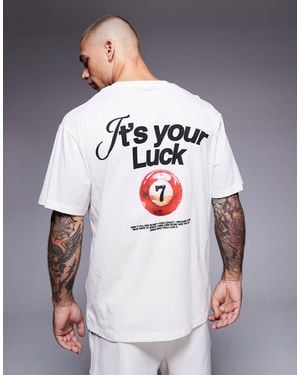 ADPT T-shirt oversize à imprimé boule avec chiffre 7 - crème - Gris