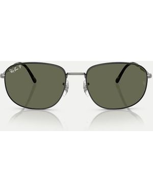 Ray-Ban Rb3754 Rectangle Polarised Sunglasses With Lens - Green
