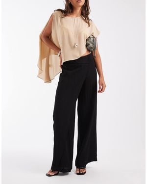 ONLY Wide Leg Trousers With Asymmetric Detail - Black