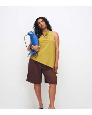 ASOS Curve Tailored Bermuda Shorts With Linen - White