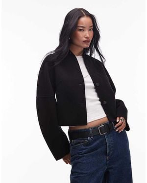 & Other Stories Wool Mock Neck Jacket - Blue