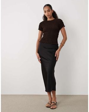 New Look Satin Bias Midi Skirt - Black