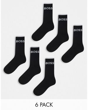 BOSS 6 Pack Logo Socks - Black