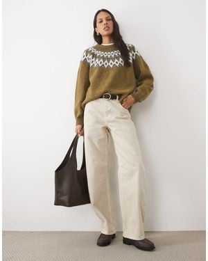 Aware Pull en maille col rond en mélange - Neutre