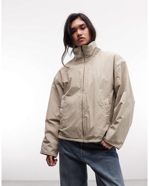 Weekday Trackjacke mit hohem kragen und borg-fleecefutter - Natur
