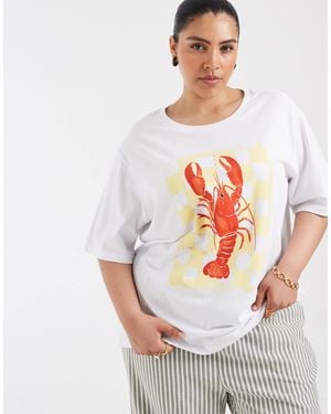 ONLY Oversized T-shirt With Lobster Print - White