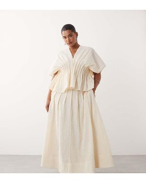 ARRANGE Falda Larga De Tejido Texturizado Efecto Arrugado De Curve (Parte De Un Conjunto)-Blanco - Neutro