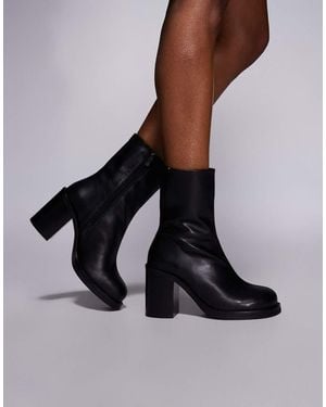 ASOS Remy Premium Leather Heeled Ankle Boots - Black