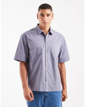 New Look Boxy Fit Short Sleeve Overshirt - Blue