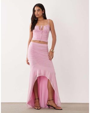 ASOS Co-Ord Mesh Asymmetrische Rok - Roze