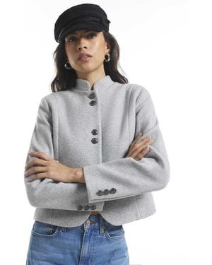 River Island Crest Button Drummer Jacket - Grey