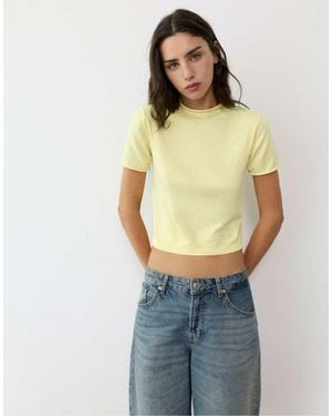Pull&Bear Fitted Short Sleeve Jumper - Green