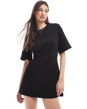 Monki T-shirt Dress With Cinched Waist - Black