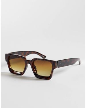 Pieces Retro-sonnenbrille mit eckigem brow-bar-rahmen - Braun