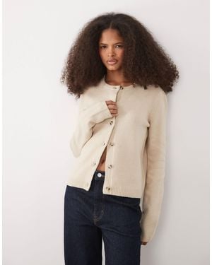 Threadbare Crew Neck Cardigan - Natural