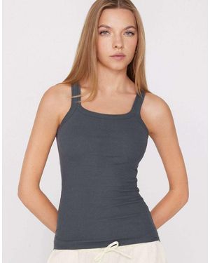 Tezenis Square Neck Ribbed Cotton Camisole - Blue