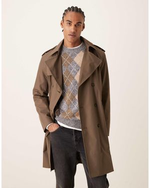 Mango Trench-coat avec ceinture en coton mélangé - marron - Neutre