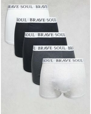 Brave Soul 5 Pack Boxers With Logo Waistband - White