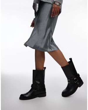TOPSHOP – leam – biker-stiefel aus hochwertigem leder - Schwarz