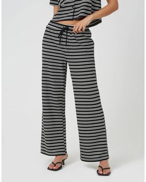 Brave Soul Textured Jersey Stripe Straight Leg Trousers - Grey
