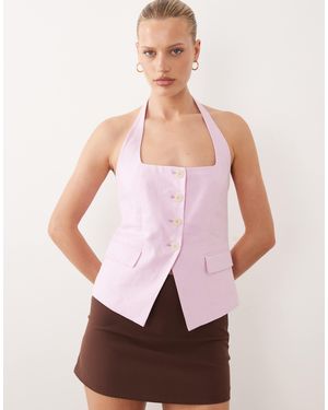 Mango – boreli – neckholder-weste aus 100% leinen - Pink