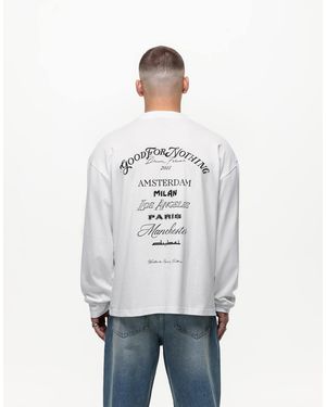 Good For Nothing Long Sleeve T-Shirt With Back Print - White