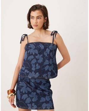 ASOS Denim Cami Top Co-ord With Tie Straps - Blue