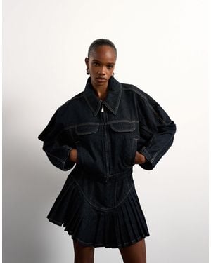 TOPSHOP Tolu Coker X Barrel Denim Jacket Circular Design - Black