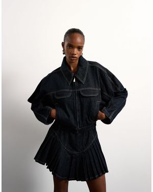 TOPSHOP Tolu coker x – zirkuläres design – barrel-jeansjacke - Schwarz