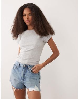 Miss Selfridge Extreme Rip Short - Blue