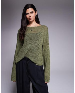 Edikted Drop Shoulder Light Knit Jumper - Green