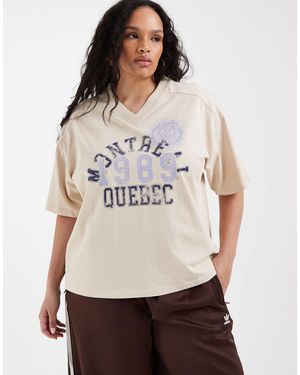 ASOS Asos Design Curve V-neck Relaxed Tee With Montreal Sports Graphic - White