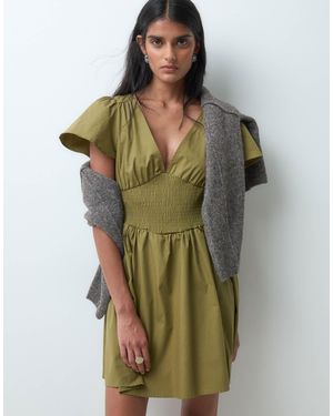 Miss Selfridge Mini-kleid aus popeline mit smokdetails - Grün