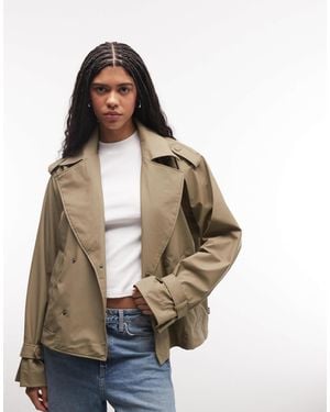 Rains 12610 Waterproof Double Breasted Short Trench Coat - Natural