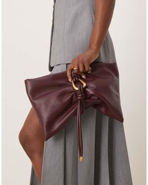 ASOS Hardware Detail Wrap Flap Clutch Bag - Red