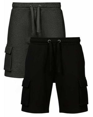 French Connection 2 Pack Cotton Blend Jersey Cargo-Style Shorts - Black