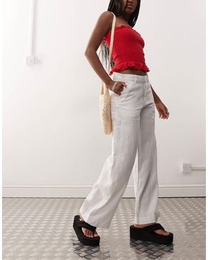 Weekday Loose Carpenter Linen Blend Pants - White