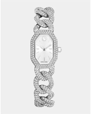 Swarovski Dextera Chain Watch, Swiss Made, Crystal Bracelet, Tone, Stainless Steel - White