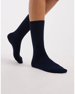 ASOS Ribbed Socks With Turn Over - Blue