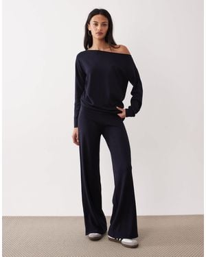 Mango Centollo Knitted Straight Trouser Co-ord - Blue