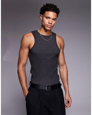 ASOS Muscle Square Neck Vest - Grey