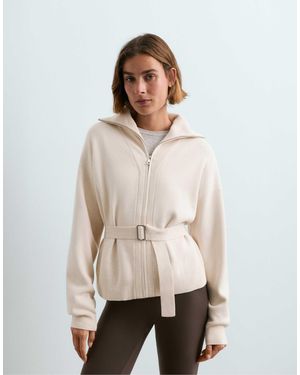Oysho Jacke mit stehkragen und gürtel - Natur