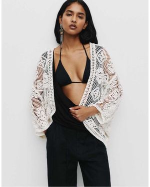 Pull&Bear Floral Crochet Kimono - Multicolour