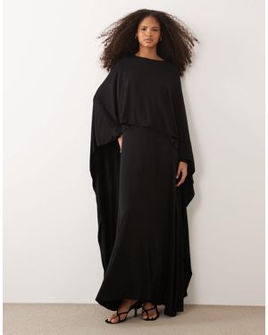 Iyal Top drapé effet cape en jersey à ourlet asymétrique - Noir